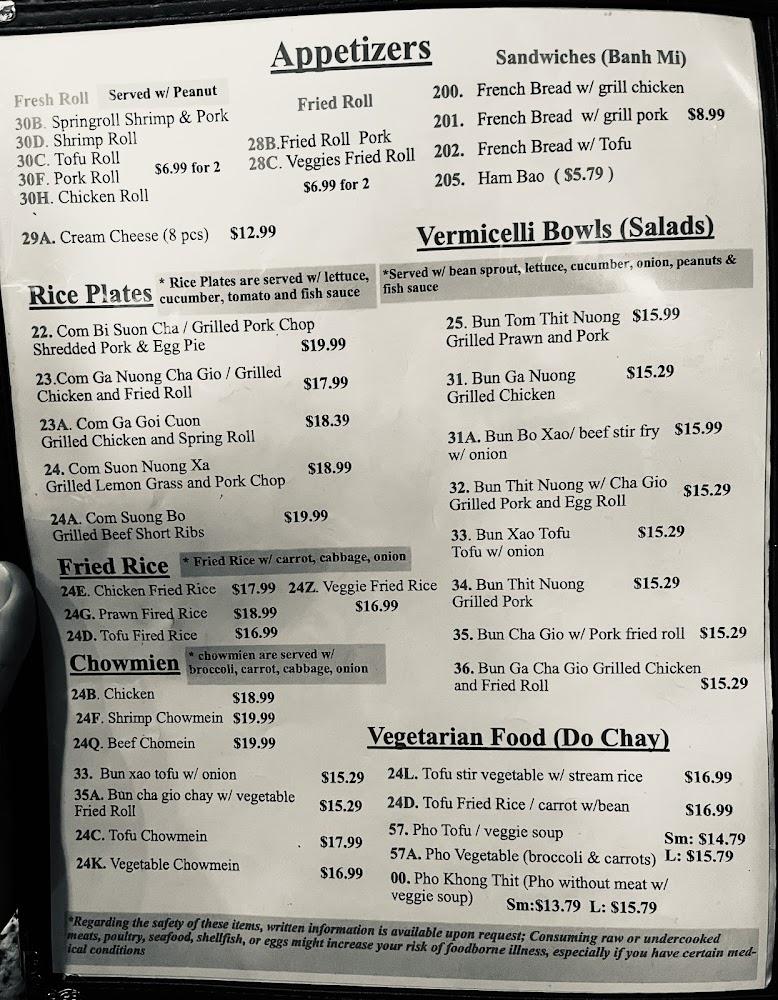 Pho Lynn Vietnamese Restaurant Menu image 3
